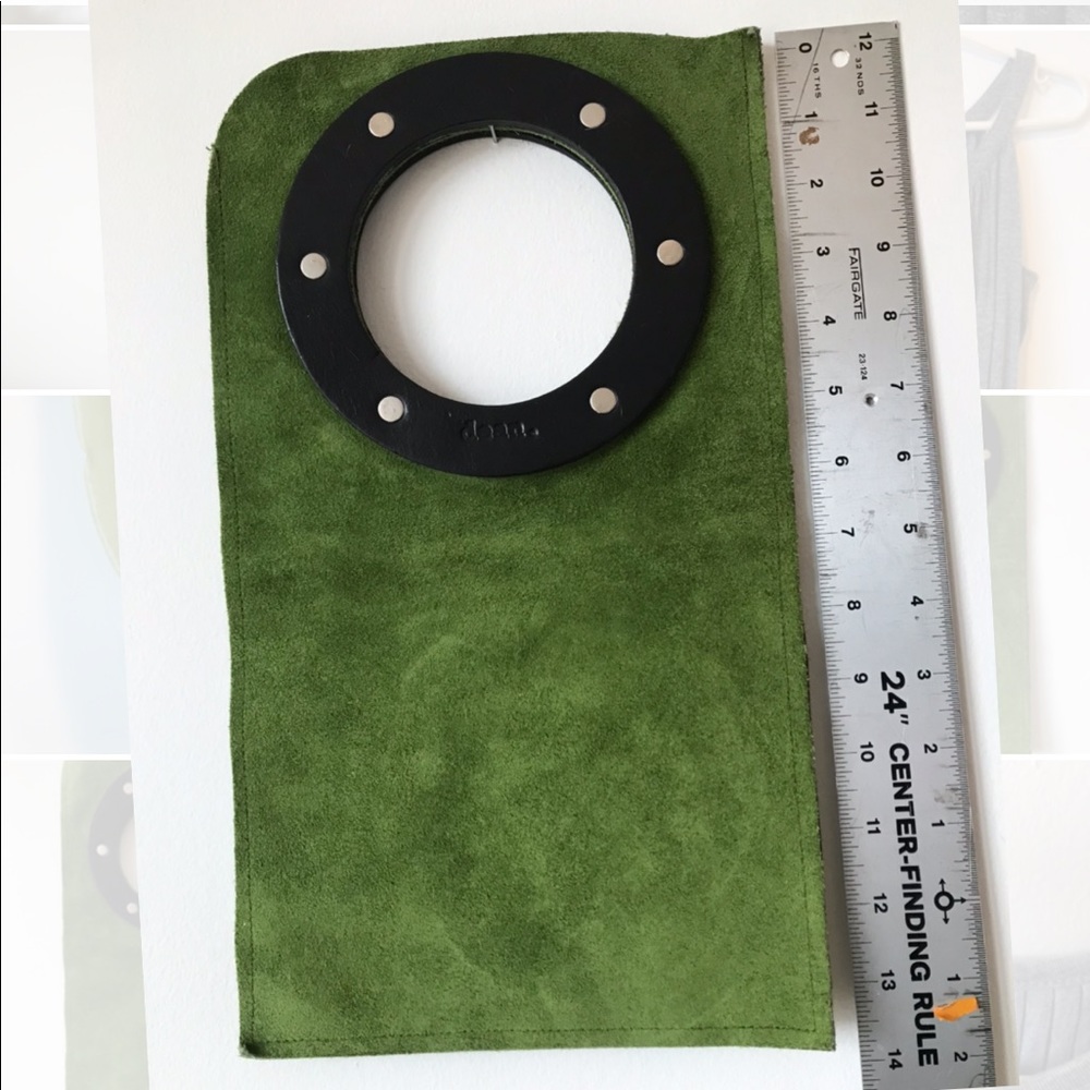 DeanLA bag, suede, circle handle clutch - Picture 2 of 4
